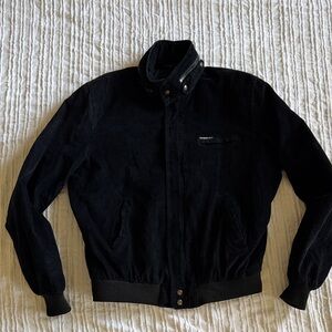 Members Only Black Corduroy Vintage Bomber Jacket with hood sz 42